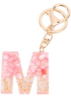Initial Keychain, Letter S Key Ring Pink Resin Alphabet Keyring Pendant for Car Purse Handbags Charm Keychain Accessories Birthday Gifts