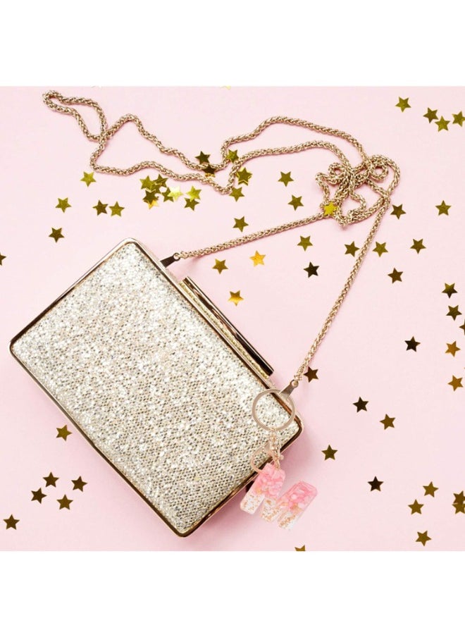 NXT - Initial Keychain, Letter S Key Ring Pink Resin Alphabet Keyring Pendant for Car Purse Handbags Charm Keychain Accessories Birthday Gifts - Image 1