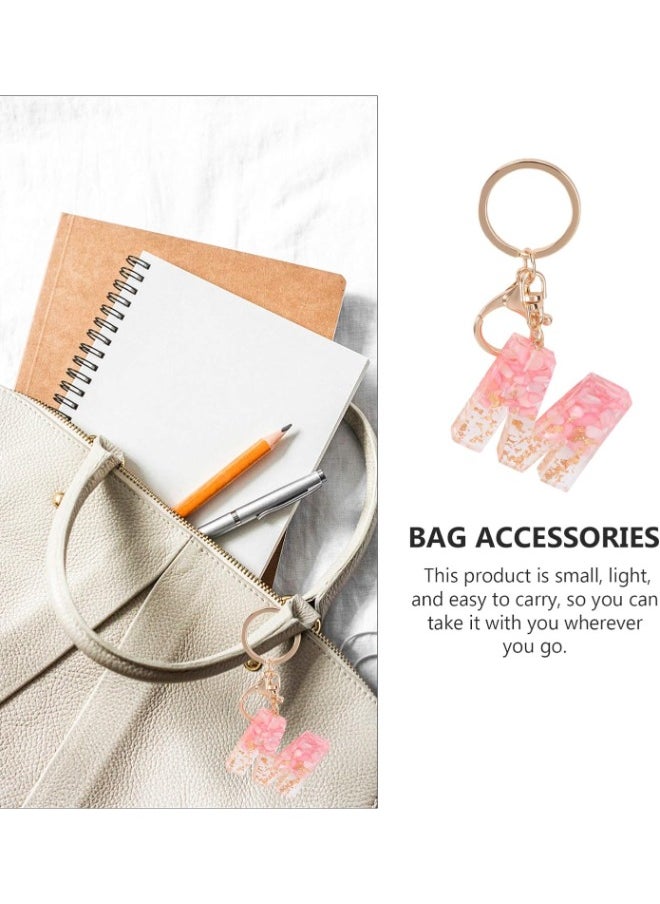 NXT - Initial Keychain, Letter S Key Ring Pink Resin Alphabet Keyring Pendant for Car Purse Handbags Charm Keychain Accessories Birthday Gifts - Image 1