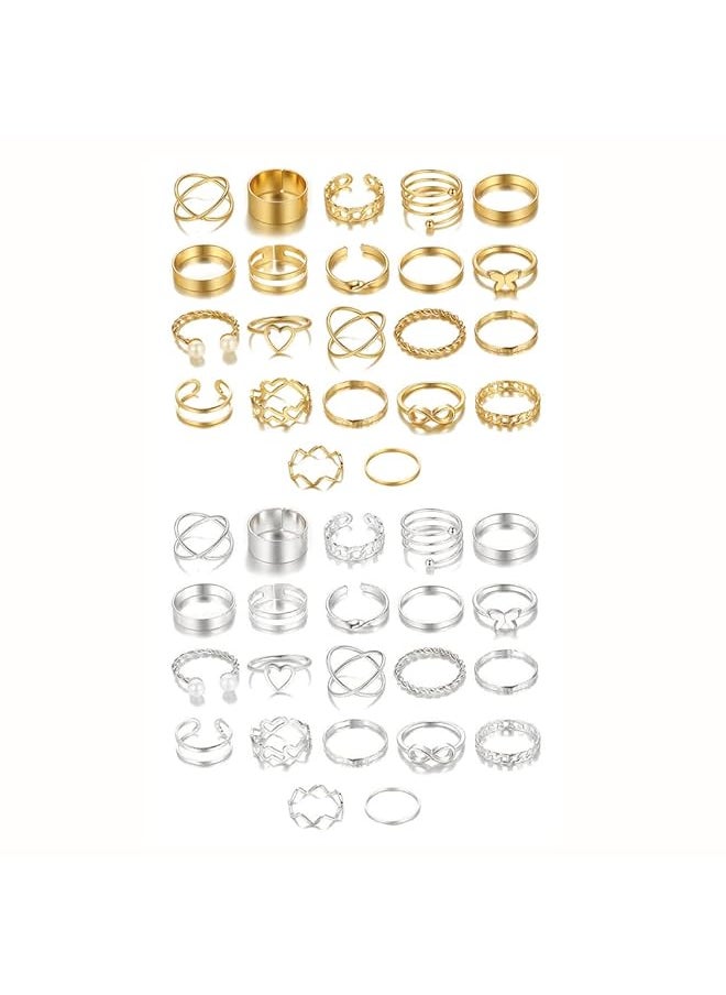 Shining Diva Fashion 44 Pcs Combo Gold And Silver Plated Rings For Women And Girls Cmb300  - Image 1