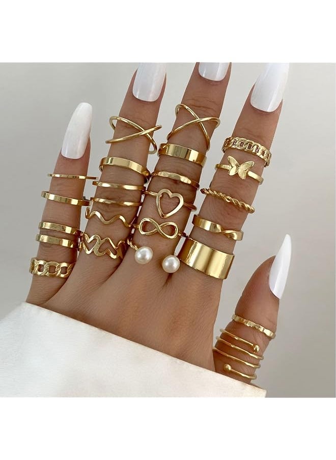 Shining Diva Fashion 44 Pcs Combo Gold And Silver Plated Rings For Women And Girls Cmb300  - Image 2