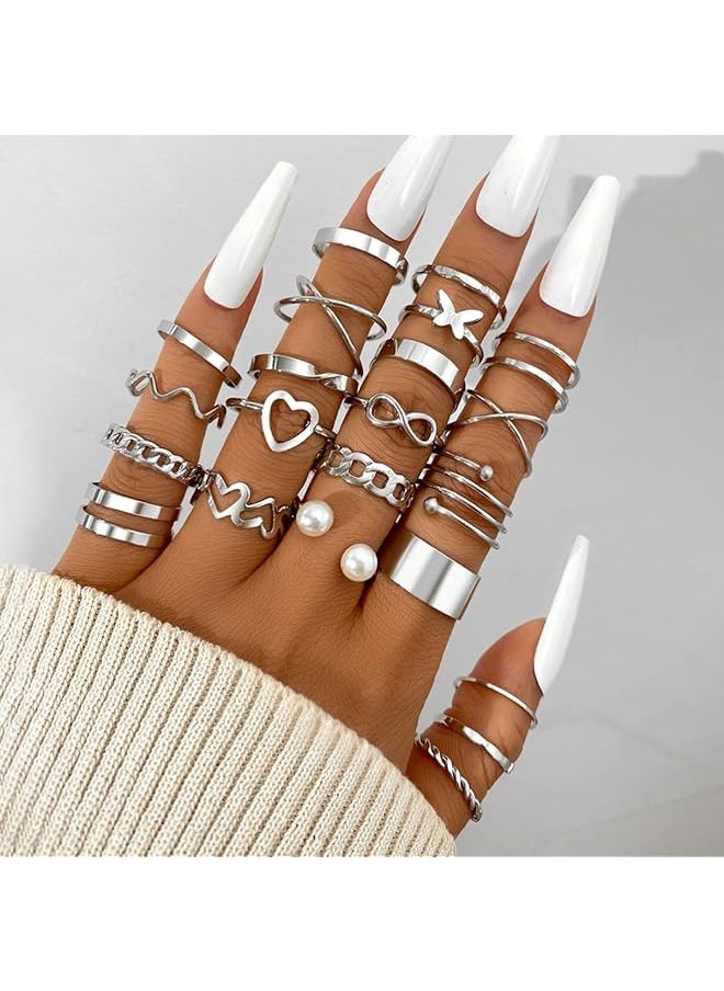 Shining Diva Fashion 44 Pcs Combo Gold And Silver Plated Rings For Women And Girls Cmb300  - Image 3
