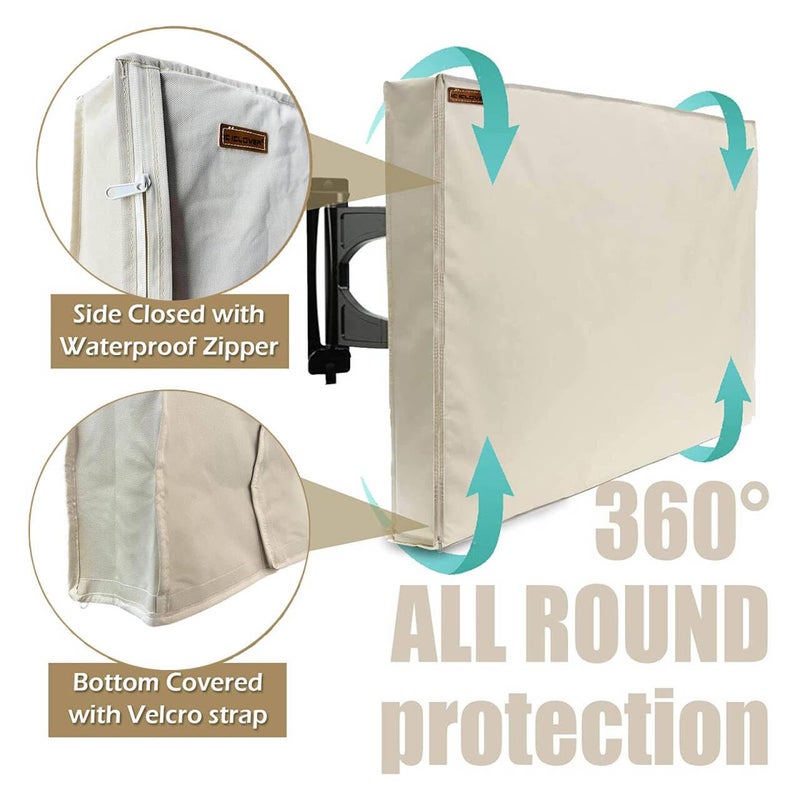 IC ICLOVER Outdoor TV Cover 60-65 Inch, IC ICLOVER 600D Heavy Duty 4 Season Weatherproof TV Screen Protector with Waterproof Zipper, Roll up Front Flap, Fit for Wall Mount Outside Television, LED, LCD, OLED TVs - Image 5