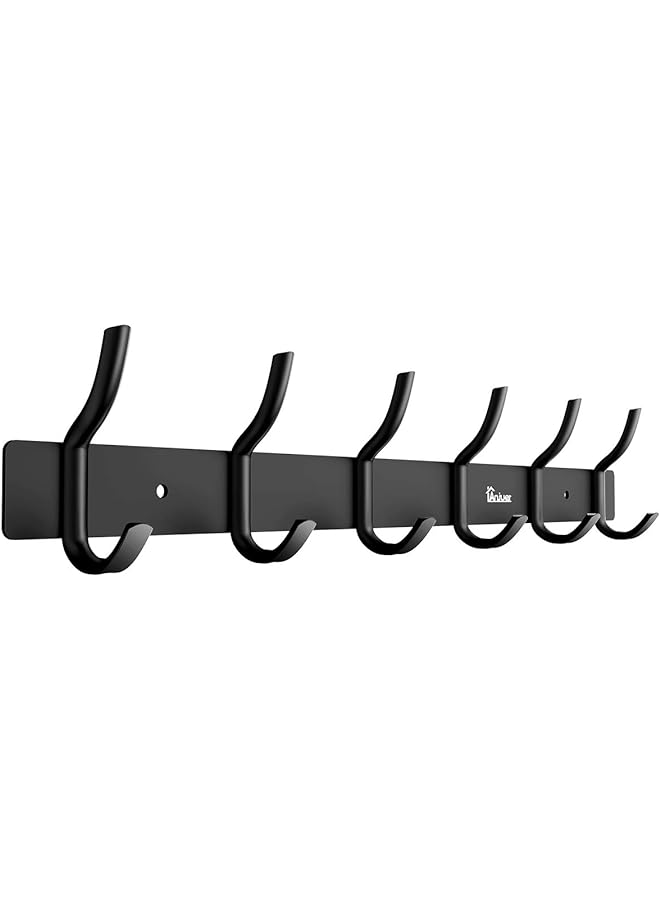 Zaboon Coat Hanger Clothes Rack 6 Hooks Heavy Duty Clothes Hat Holder Aluminum Alloy Black - Image 1