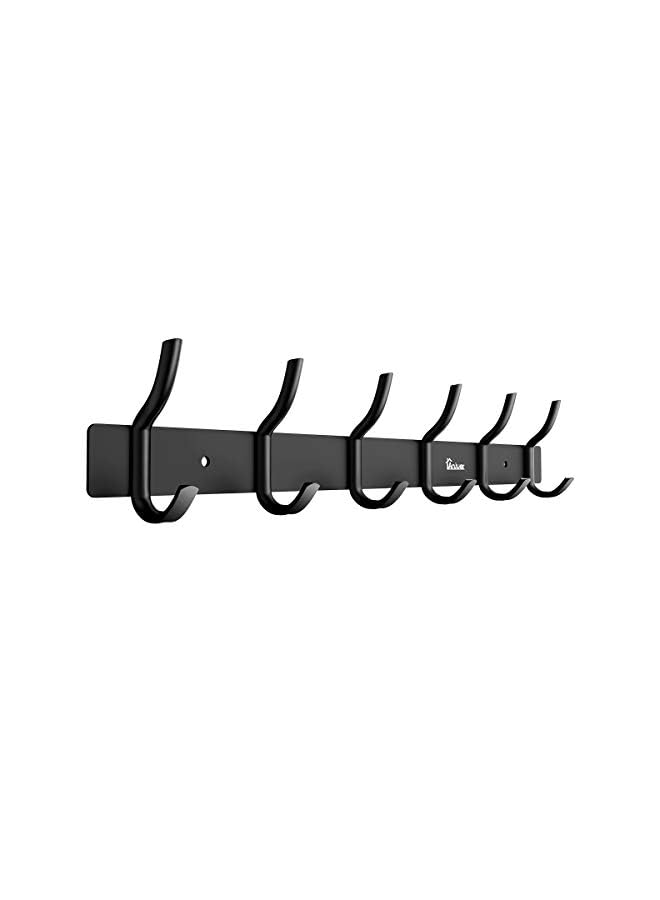 Zaboon Coat Hanger Clothes Rack 6 Hooks Heavy Duty Clothes Hat Holder Aluminum Alloy Black - Image 2