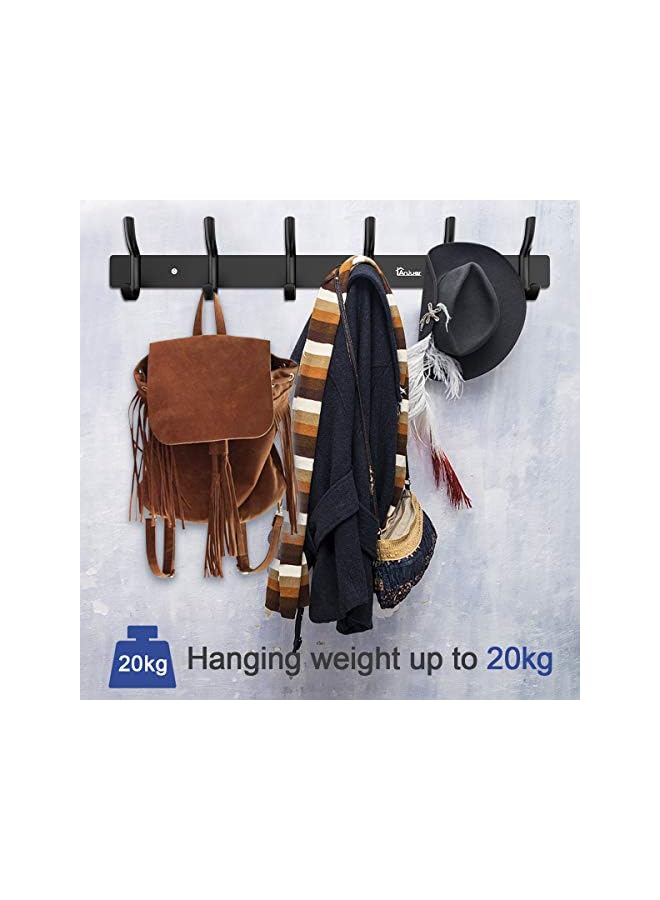 Zaboon Coat Hanger Clothes Rack 6 Hooks Heavy Duty Clothes Hat Holder Aluminum Alloy Black - Image 3