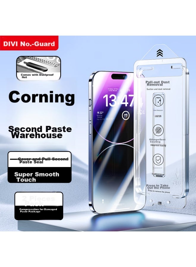 Divi Tempered Glass Screen Protector For Apple Iphone 14 Pro Max, Hd Clear, Dust-proof, Shatterproof, Anti-fingerprint, Full Coverage, Easy Installation, Dust-free Installation - Image 1