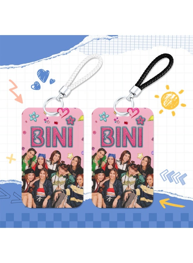 NIBEMINENT 1 - Piece BINI Kpop Photo Card Holder Pendant Key Chain ID Badge Holder ID Card Holder Photo Card Protector for School ID Office ID Access Card for Women Girls