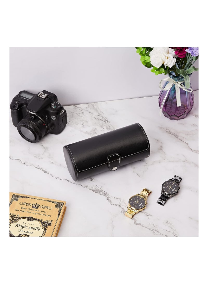 Captaintech Vegan Leather Watch Case 3 Slot  Watch Roll Travel Storage Organizer - Image 3