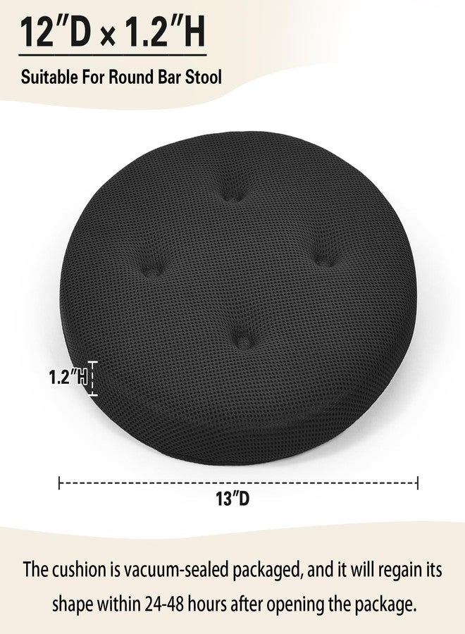 baibu Bar Stool Cushions, Super Breathable Round Bar Stool Covers Seat Cushion Round with Elastic Black 13" - One Cushion Only - Image 2