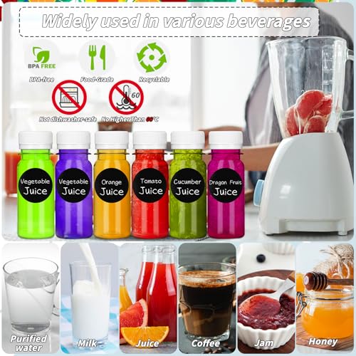 UZLU 165 Pcs 2 oz Small Plastic Juice Bottles with White Caps Mini Clear Ginger Shot Containers with Tamper Proof Lids Reusable Travel Bottles with Funnels Labels for Juice Milk Water Other Beverages - Image 5