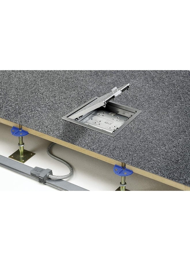 Melfi Cable Management System  Sleek 3-Compartment Raised Floor Outlet Box With Customizable Power And Data Connectors For Offices, Hotels, And Conference Rooms
