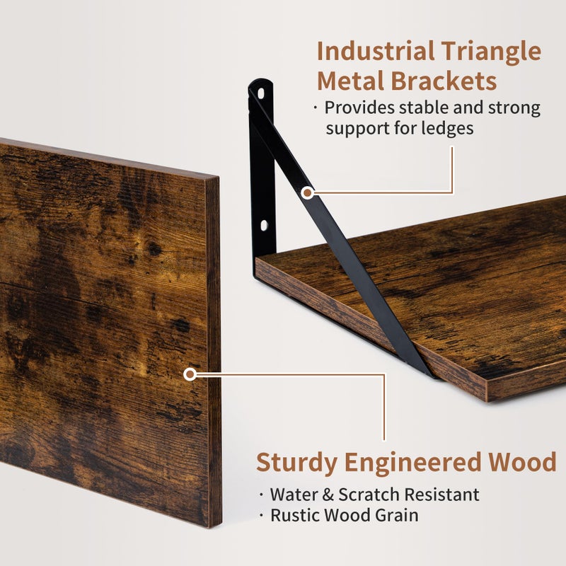 Axeman Deep Floating Shelves for Wall, 16W x 12D Rustic Wood Wall Shelves Set of 2, 12 Inch Deep Large Floating Shelves for Decor & Storage, Hanging Shelves for Farmhouse Kitchen Bathroom Bedroom - Image 3