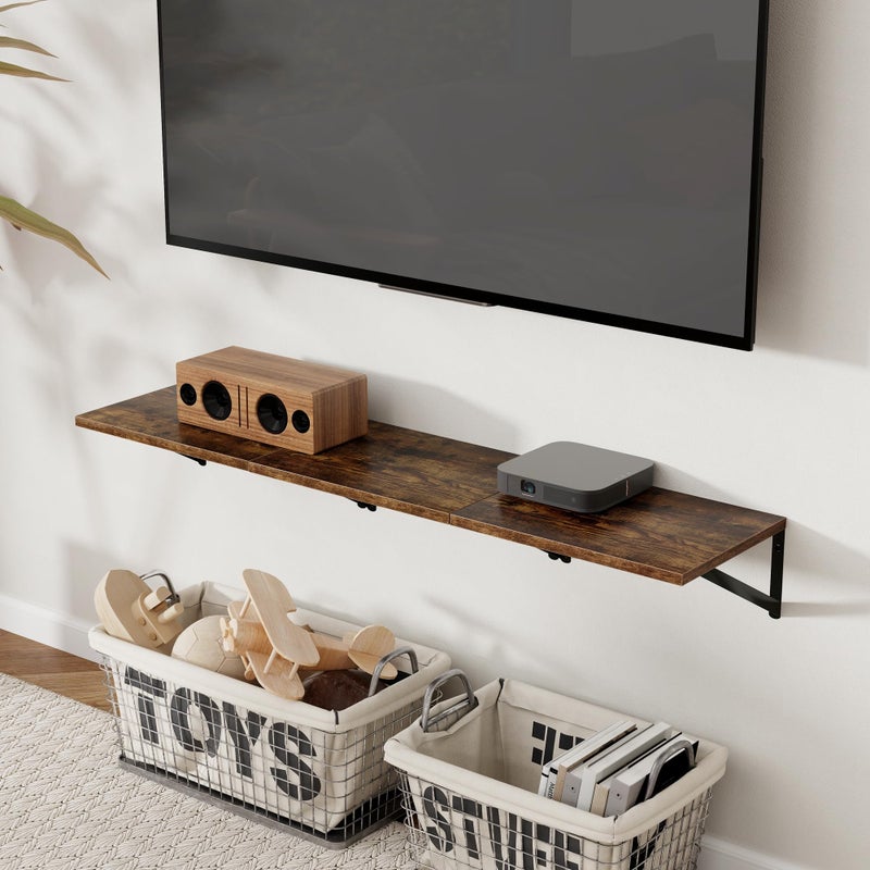 Axeman Deep Floating Shelves for Wall, 16W x 12D Rustic Wood Wall Shelves Set of 2, 12 Inch Deep Large Floating Shelves for Decor & Storage, Hanging Shelves for Farmhouse Kitchen Bathroom Bedroom - Image 2