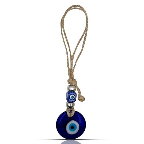 LINENSUTRA Handmade Turkish Evil Eye Blue Glass Hanging for Good Luck Prosperity Zodiac Success Health Wealth Office Home Decor & Car (2SB4-2314) - Image 1