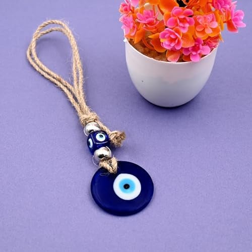LINENSUTRA Handmade Turkish Evil Eye Blue Glass Hanging for Good Luck Prosperity Zodiac Success Health Wealth Office Home Decor & Car (2SB4-2314) - Image 3