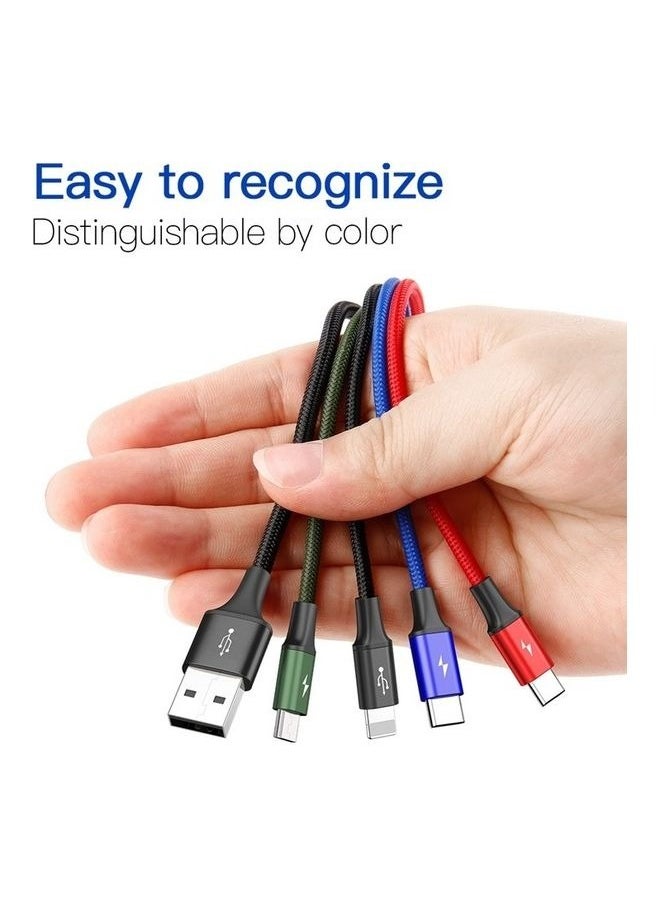 Generic - 4-in-1 Nylon Braided Multi Fast Charging Cord Multiple Charger Cable Dual Type-C, Lightning, Micro USB For iPhones, Tablets, Samsung Galaxy, PS And More Multicolour (2-Type-C Series) Multicolour - Image 1