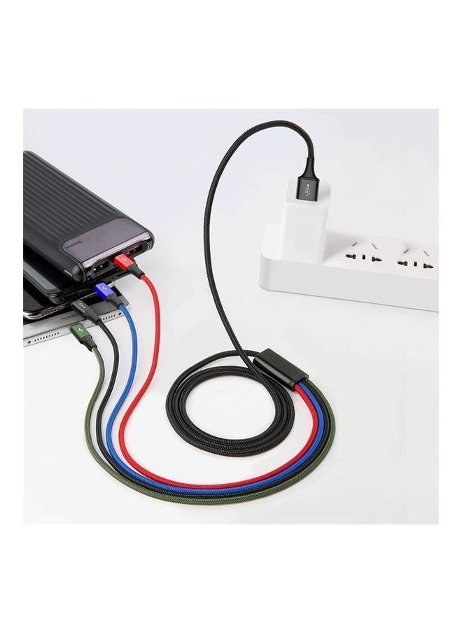 Generic - 4-in-1 Nylon Braided Multi Fast Charging Cord Multiple Charger Cable Dual Type-C, Lightning, Micro USB For iPhones, Tablets, Samsung Galaxy, PS And More Multicolour (2-Type-C Series) Multicolour - Image 1