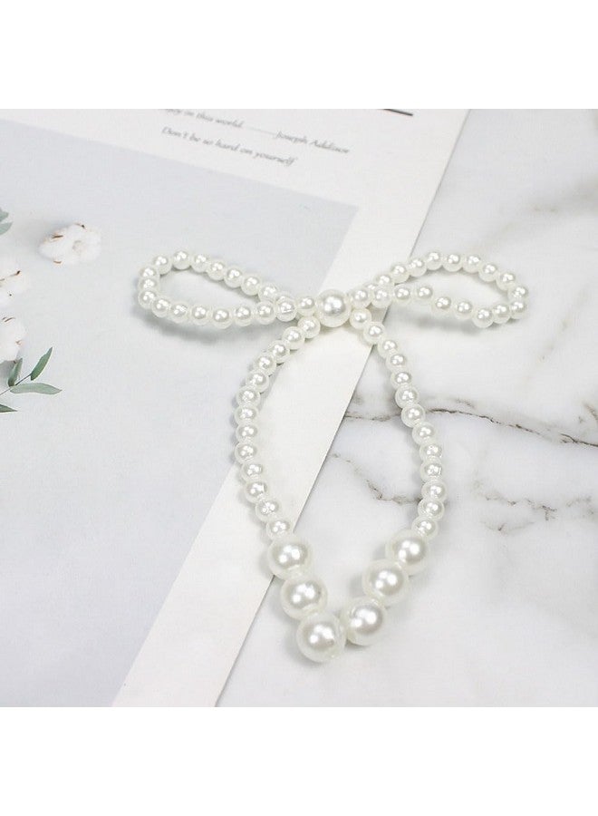 esowemsn 10PCS White Imitation Pearl Bow Cake Decorations Birthday Party Bow Dots Cupcake Toppers for Children's Birthday Baby Shower Party Cake Decorations Supplies - Image 4