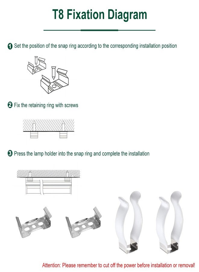 Othmro T8 Lamp Clamps Bracket Hanger for LED Light Tube, LED Fluorescent Tube Light Fixture, with Screws, T8 U-Lamp Clamps Holder Bracket for LED Light Bulbs, Nickel-plated Manganese Steel, Pack of 24 - Image 3