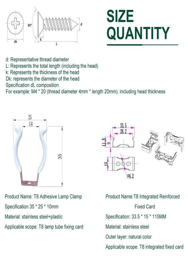 Othmro T8 Lamp Clamps Bracket Hanger for LED Light Tube, LED Fluorescent Tube Light Fixture, with Screws, T8 U-Lamp Clamps Holder Bracket for LED Light Bulbs, Nickel-plated Manganese Steel, Pack of 24 - Image 2