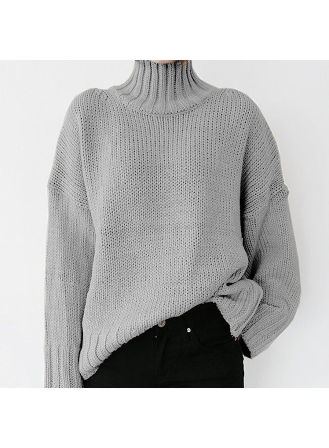 NIBEMINENT Women Turtleneck Sweaters Knit Thick Full Sleeve Pullovers Splice Sweater Elegant Lady Solid Outwear Casual Winter - Image 1