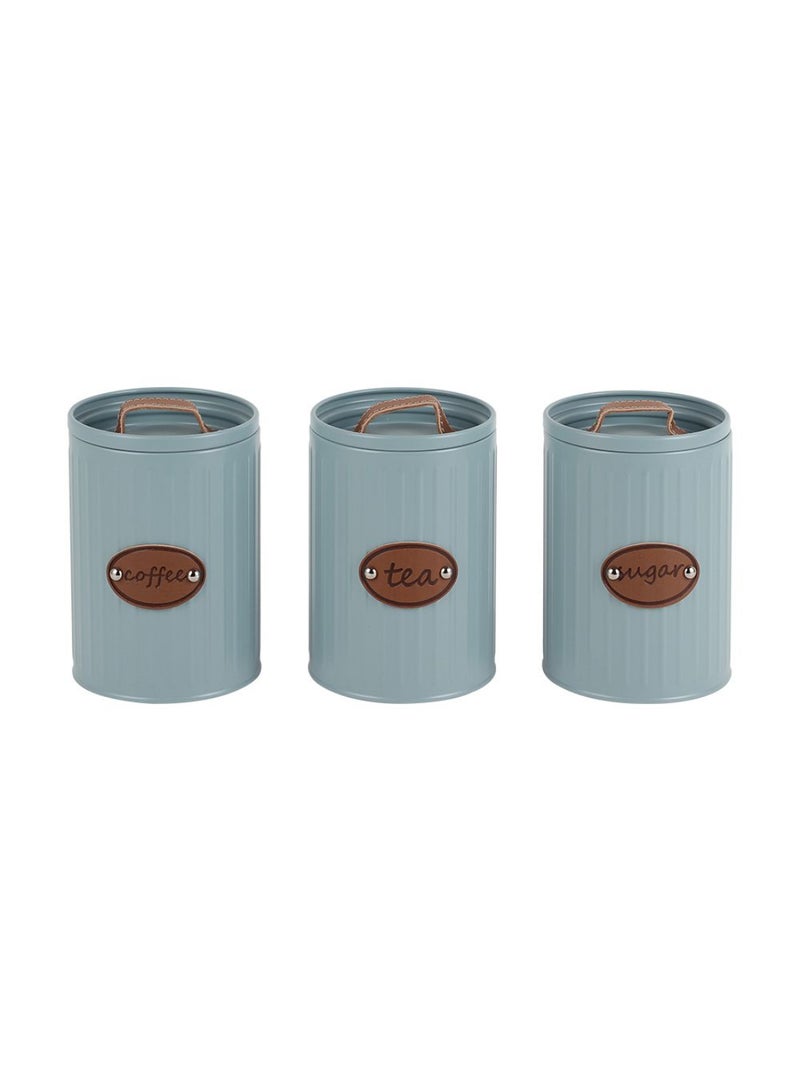 DANUBE HOME Astra 3-Piece Metal Storage Jar Set with Leather Handle and Name Plate – Durable Kitchen Containers, Airtight Metal Jars for Pantry, Spice, Coffee Storage, Stylish Organization -1100ml - Image 2