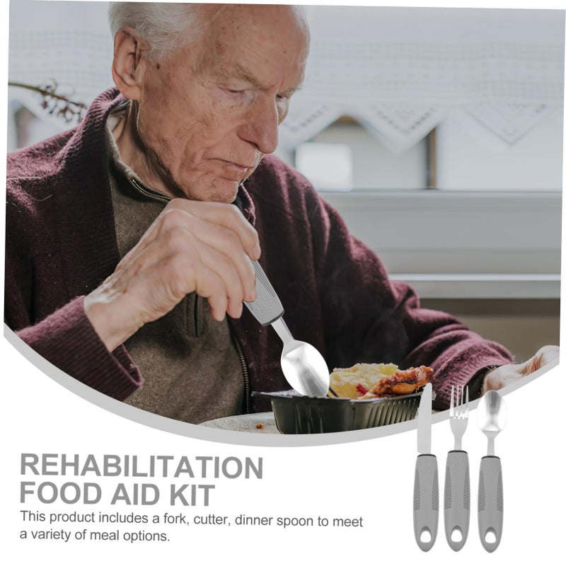 Adaptive Utensils Set for Elderly Non Slip TPR Handles Durable Tableware for Rehabilitation - Image 4