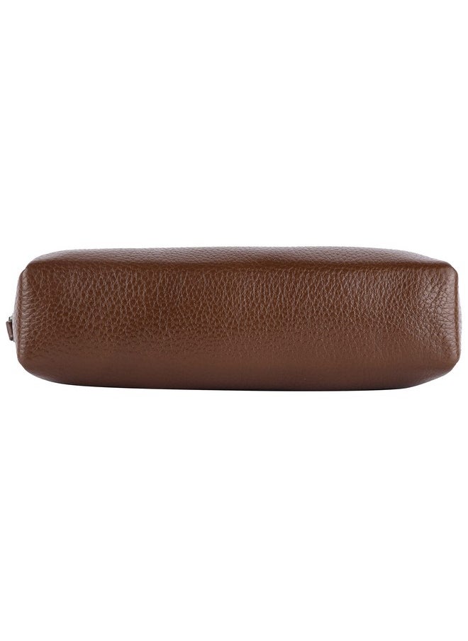 HAMMONDS FLYCATCHER - HAMMONDS FLYCATCHER Leather Utility Pouch-Multi-Use Genuine Leather Pencil Case, Cosmetic Pouch, Stationery Pouch, Coin, Makeup Brush Pouch For Women & Men-School & Office Organizer-Brushwood - 5 Cm - Image 1