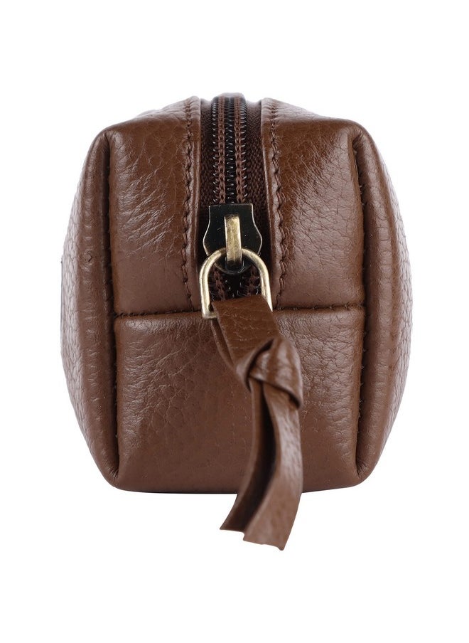 HAMMONDS FLYCATCHER - HAMMONDS FLYCATCHER Leather Utility Pouch-Multi-Use Genuine Leather Pencil Case, Cosmetic Pouch, Stationery Pouch, Coin, Makeup Brush Pouch For Women & Men-School & Office Organizer-Brushwood - 5 Cm - Image 1