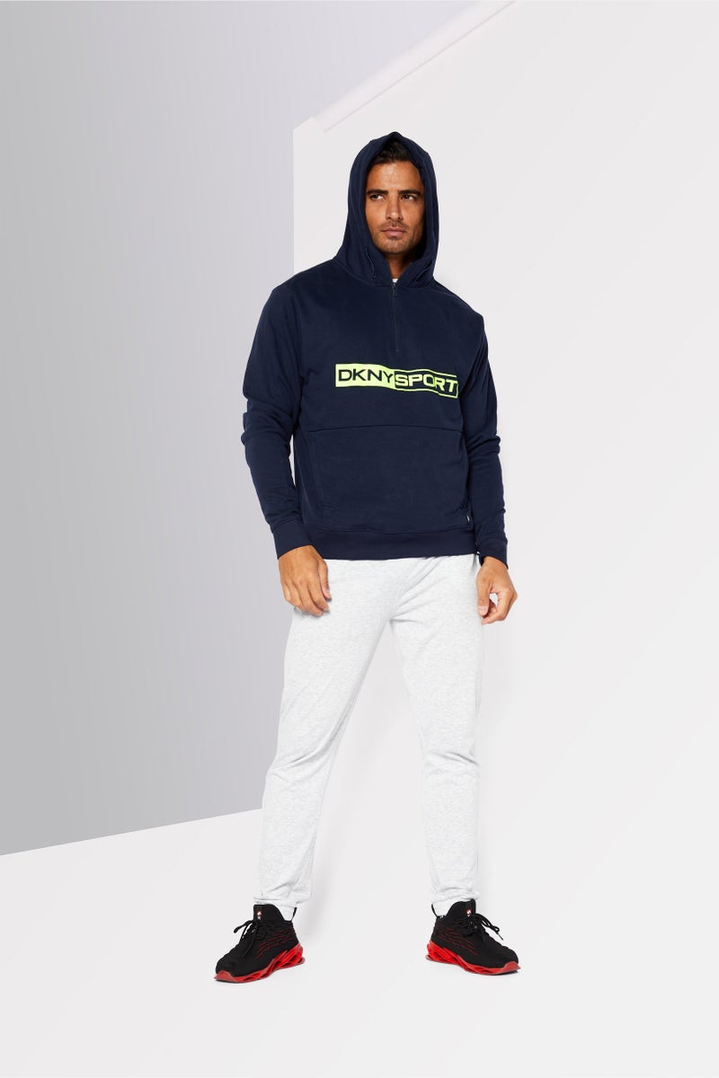 DKNY Sport Men Sportswear Fit Band Logo Outdoor Hoodie, Navy - Image 2