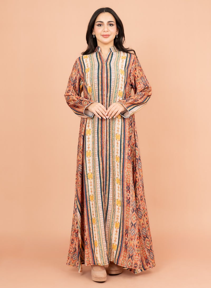 IKKXA Multicolor Patterns Modern Jalabiya IK1021 Yellow - Image 1