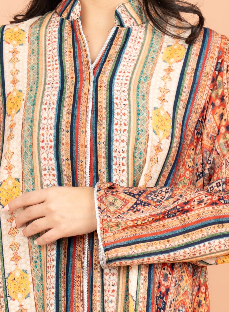 IKKXA Multicolor Patterns Modern Jalabiya IK1021 Yellow - Image 2