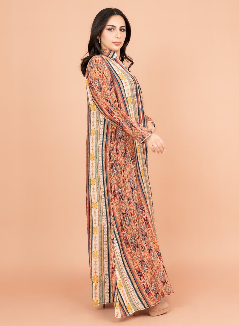 IKKXA Multicolor Patterns Modern Jalabiya IK1021 Yellow - Image 3