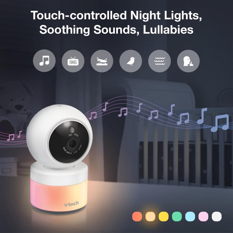 VTech Video Baby Monitor with Camera and Audio, 5" HD LCD Screen, Pan-Tilt-Zoom, 2-Way Talk, VOX Mode, Night Lights, Lullabies, Soothing Sounds, Temperature sensor, Long Range, No WiFi: VM5263 (White) - Image 5