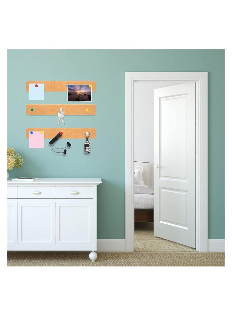 شرائط لوحة الفلين الذاتية اللاصقة 6 حزمة شرائط لوحة الفلين للجدران شريط لوحة فلين ذاتي اللصق للجدران شريط لوحة الإعلانات مع 50 دبوسًا لتثبيت الملاحظات والصور والجداول الزمنية. - Image 4