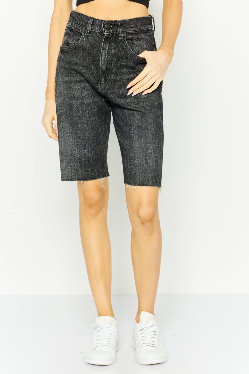 Wrangler Women Washed Denim Shorts, Charcoal - Image 1