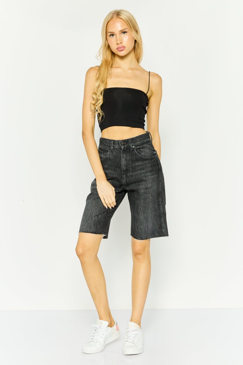 Wrangler Women Washed Denim Shorts, Charcoal - Image 4