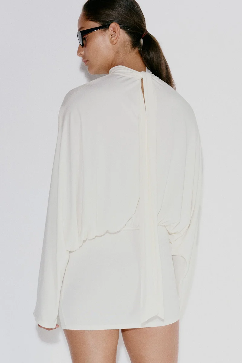H&M  Batwing-sleeved tie-detail dress for Women | Best Price UAE