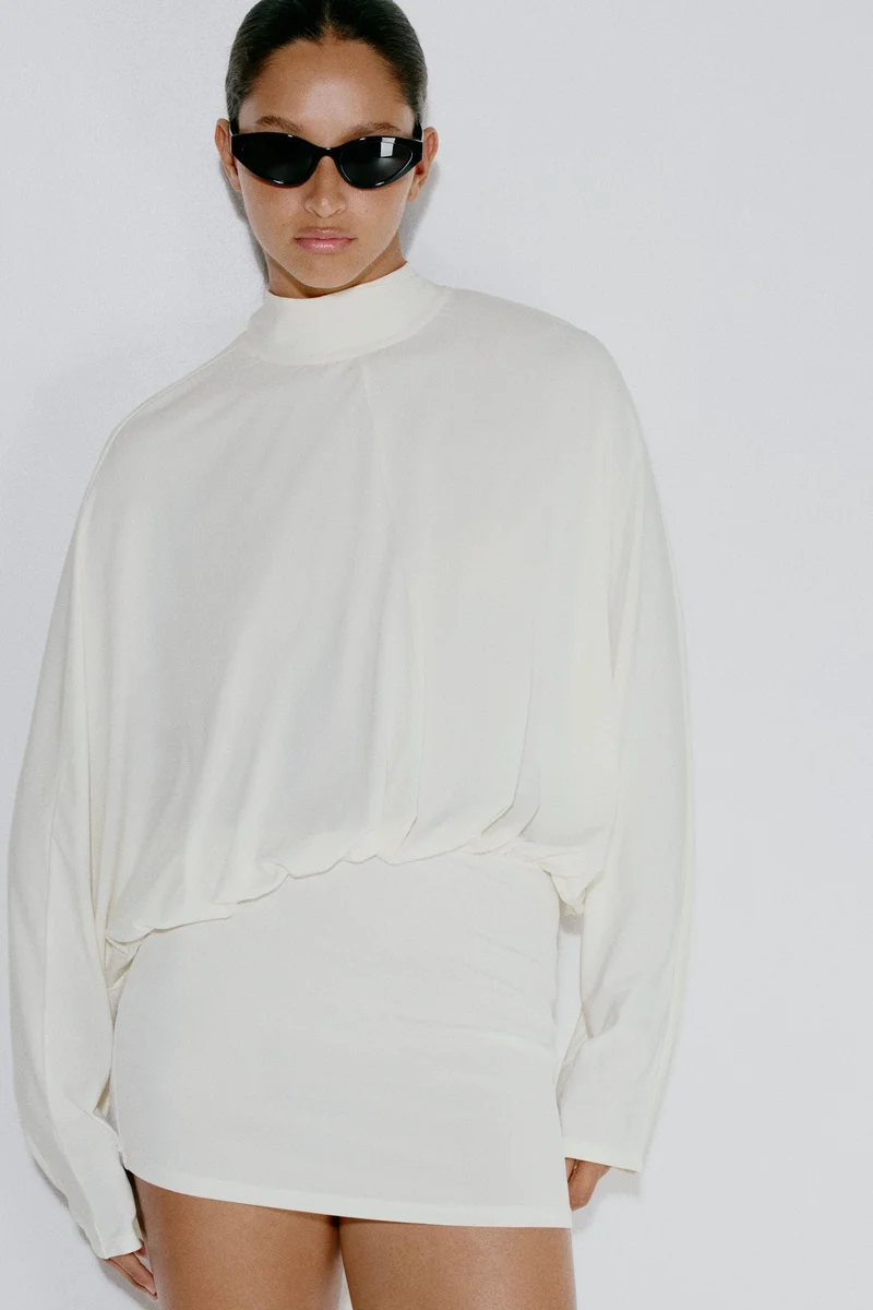 H&M  Batwing-sleeved tie-detail dress for Women | Best Price UAE