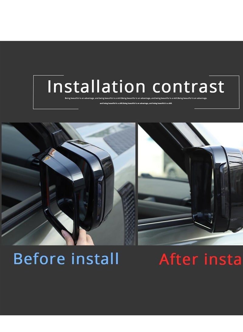 SYOSI 2Pcs Rearview Mirror Rain Eyebrow Frame, Car Visor Guard For Land Rover Defender 2020-2022 Rear ABS Material Side Accessories Black - Image 5