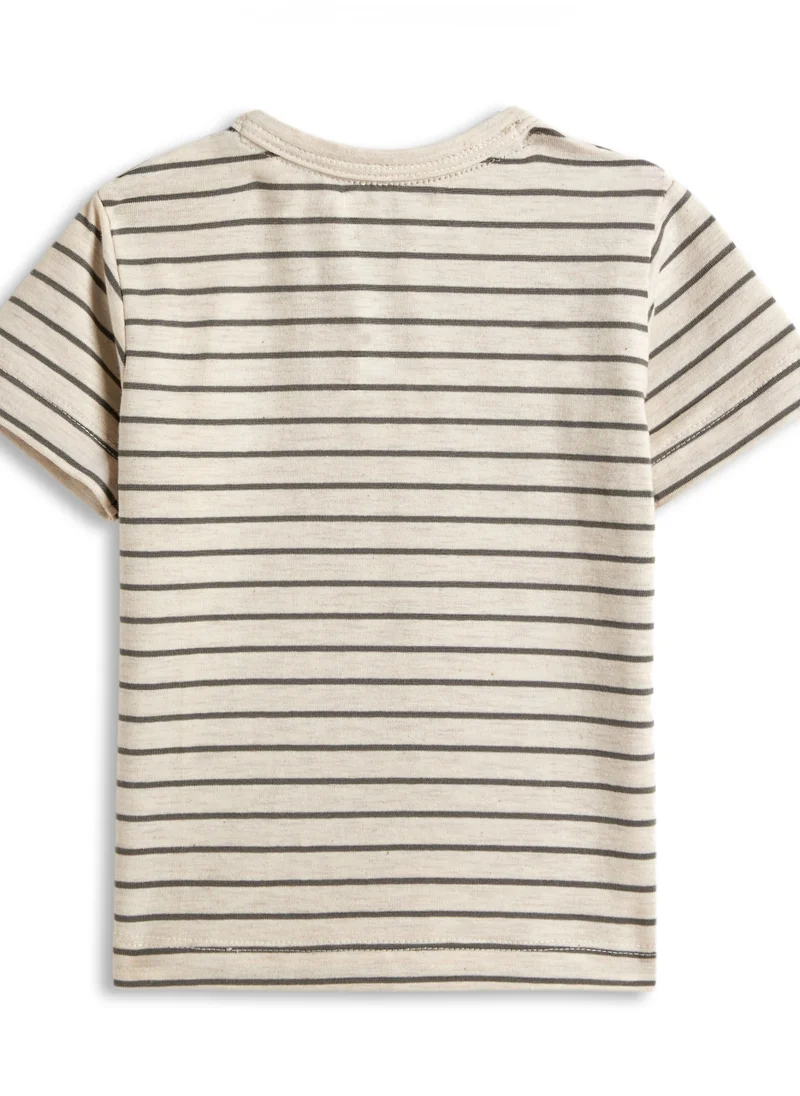 Dirkje Dirkje Boys Set - Stripes T-shirt with cute animals Embroidered & Shorts