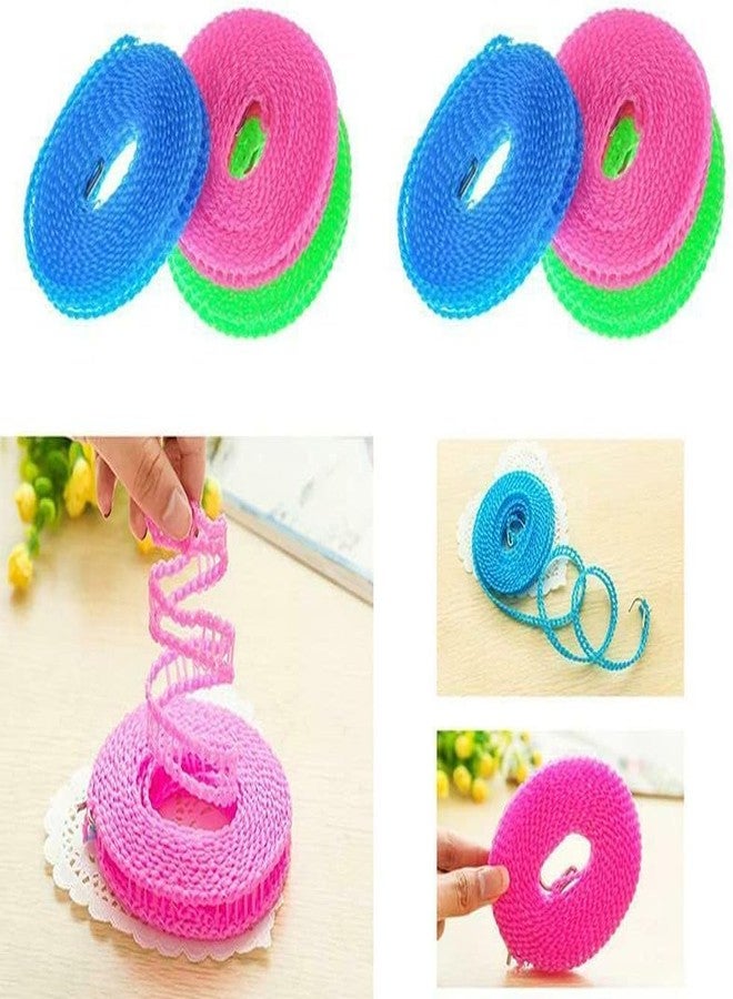 NFI essentials Clothesline Rope 10 Meters Pack of 2 Windproof Anti-Slip Clothes Washing Line Drying Nylon Rope with Hooks 5 Meter Nylon Clothesline Rope for Drying Cloths(Assorted Colour) - Image 5