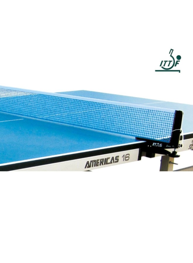 ستاج طاولة تنس الطاولة قابلة للطي بسطح علوي أملس مضاد للتوهج بعجلات قابلة للقفل أزرق وفضي 76 x 152 x 274 سم TTIN-60 - Image 4