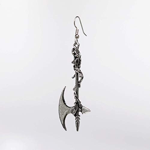 Real Metal Gothic Vine Wrapped Executioner's Axe Medieval Renaissance Dangle Earrings - Image 5