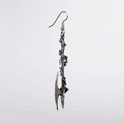 Real Metal Gothic Vine Wrapped Executioner's Axe Medieval Renaissance Dangle Earrings - Image 4