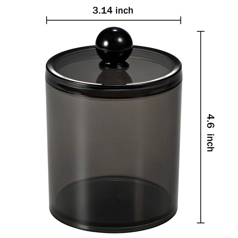Zeinwap Cottonswab Storage Dispenser Set 4 Pcs of Light Black Clear Acrylic Apothecary Jar for Bathroom Vanity Organizer Clear Cotton Ball Holder CottonEarbud Holder Storage Container with Lid - Image 4