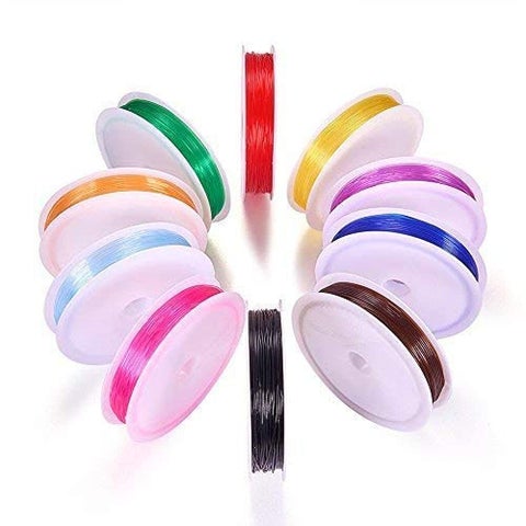 Diy Crafts 12788 India 999 Elastic Stretch Polyester Threads Beading String Cord for Jewelry Making, 10m, Multicolor, 10 Rolls