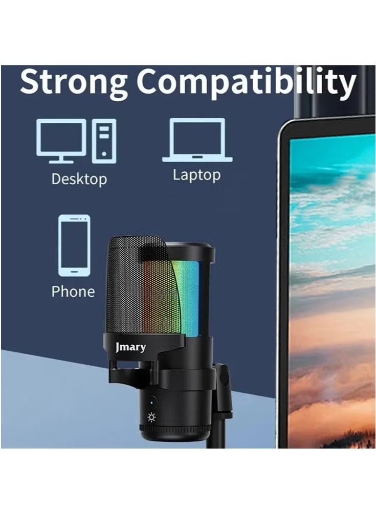 Jmary MC-PW13 Zero Latency USB Microphone for Computer Desktop Sound Card Live Streaming - Professional Desktop Recording Microphone with Noise Reduction for Gaming, Voice Recording - Image 3