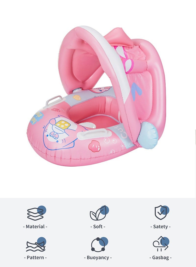 TAPIT Inflatable Swimming Ring for Children, Pool Swimming Float with Seat and Handle, Children Waist Float Ring Water Play Party Supplies for Kids Aged 1-4 Years Old (Pink Cute Shark) - Image 2